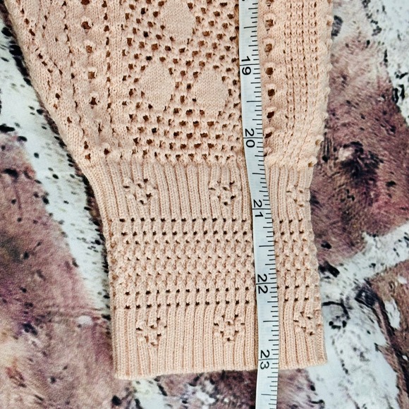 White House Black Market Blush Pointelle V-Neck Knit Sweater Women's Large - Picture 12 of 16